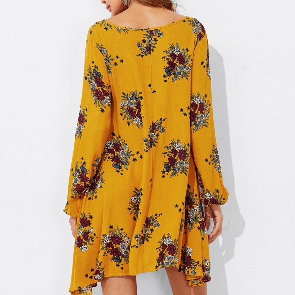 ❤️LAST ONE❤️ 🌿MUSTARD FLORAL DRESS🌿 - Picture 5 of 7